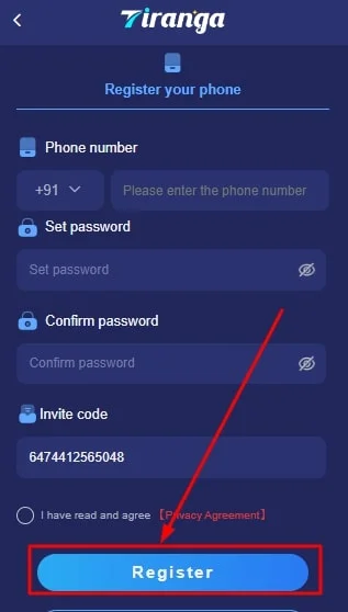 Click On Register 